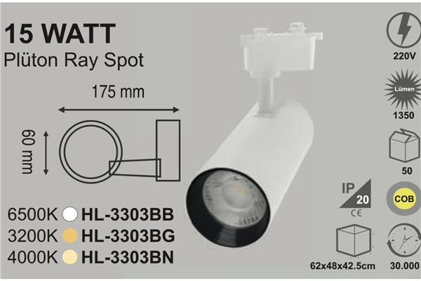 15 Watt Ray Spot Pluton Beyaz Kasa